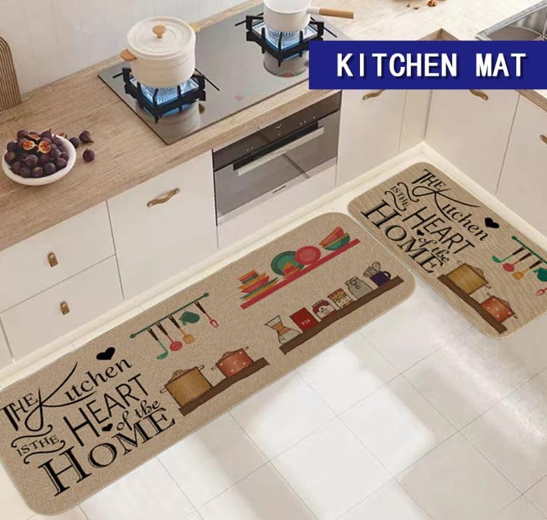 Sisliya Kitchen Rugs Modern Anti Fatigue Kitchen Mats, Memory Foam Kitchen Floor Mats Waterproof Kitchen Runner Rug for Office, Workshop, Floor, Laundry (Set of 1) (Heart MAT) - Image 2