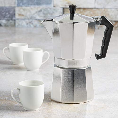 Primula Classic Stovetop Espresso and Coffee Maker, Moka Pot for Italian and Cuban Café Brewing, Greca Coffee Maker, Cafeteras, 9 Espresso Cups, Silver - Image 5