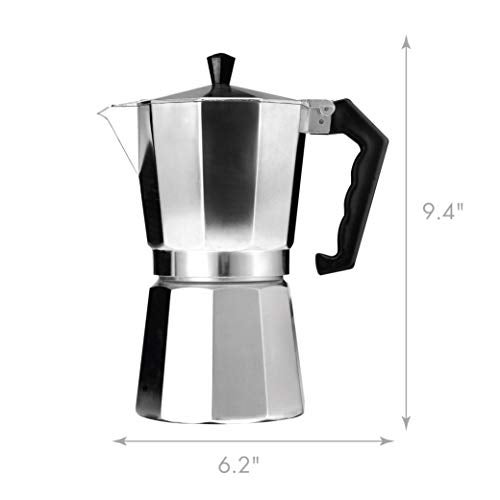 Primula Classic Stovetop Espresso and Coffee Maker, Moka Pot for Italian and Cuban Café Brewing, Greca Coffee Maker, Cafeteras, 9 Espresso Cups, Silver - Image 3