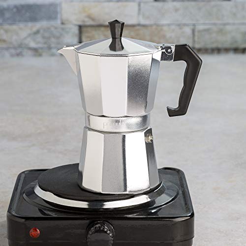 Primula Classic Stovetop Espresso and Coffee Maker, Moka Pot for Italian and Cuban Café Brewing, Greca Coffee Maker, Cafeteras, 9 Espresso Cups, Silver - Image 4