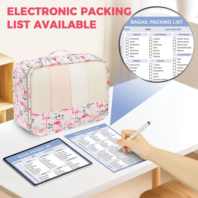 BAGAIL 9 Set Packing Cubes with Packing List Luggage Packing Organizers for Travel Accessories (Flamingo) - Image 4