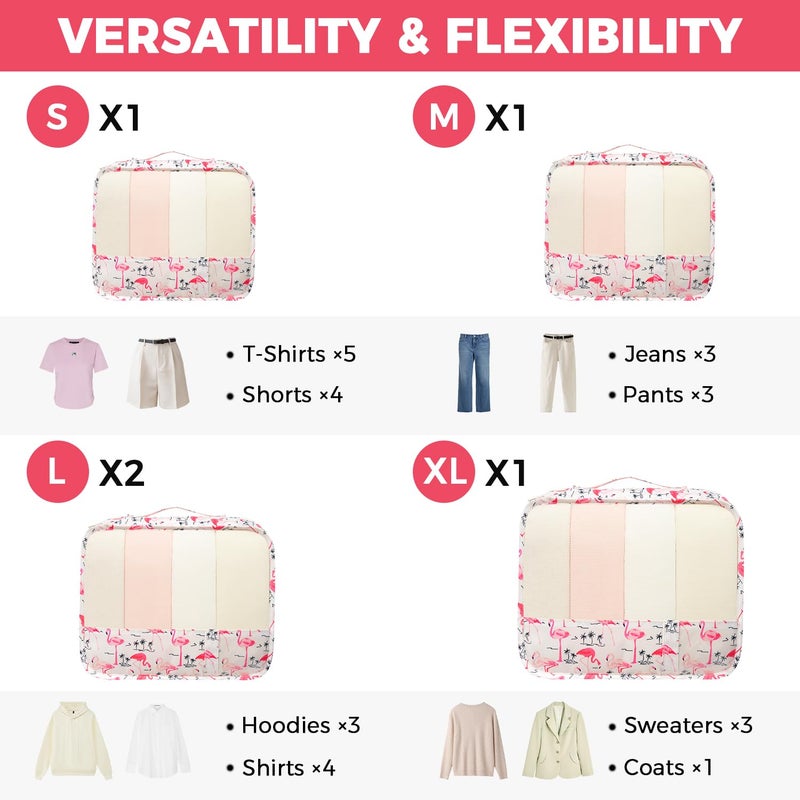 BAGAIL 9 Set Packing Cubes with Packing List Luggage Packing Organizers for Travel Accessories (Flamingo) - Image 2