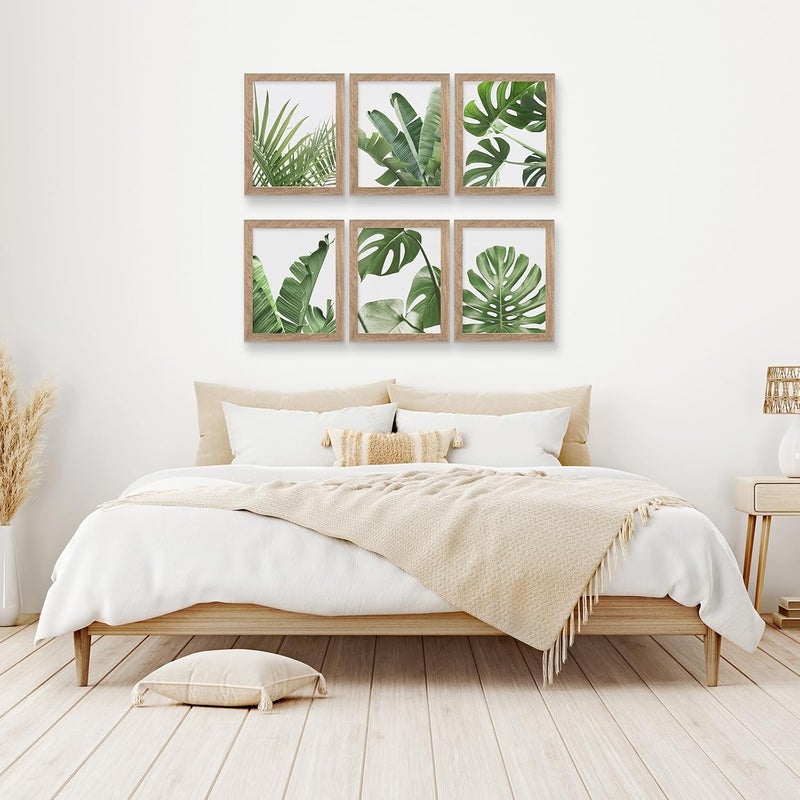 HoozGee Framed Botanical Wall Art Prints Set of 6 Tropical Leaves Plant Leaf Canvas Print Wall Decor Green Wall Art Posters Bedroom Living Room Decor (Tropical Leaf Art, 11"x14" FRAMED) - Image 4