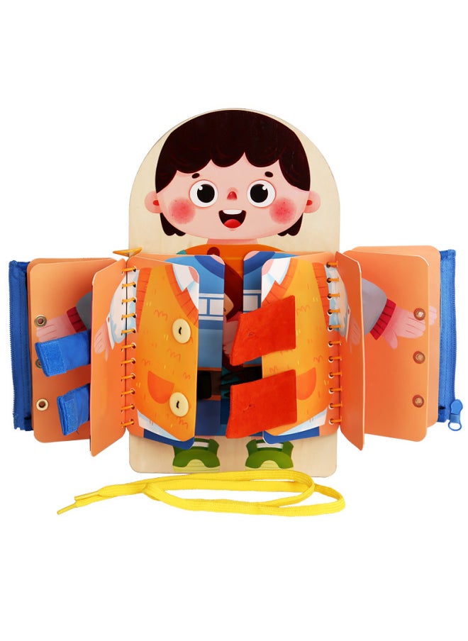 Generic 儿童多层忙碌板婴儿生活常识穿衣系带锻炼手眼协调益智学习早教板-颜色:多层忙碌版MQY  - Image 1