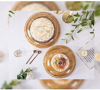 JENY Wooden Cake Stand with Acrylic Dome, Round Cake Dessert Serving Tray Cake Holder, Display Cake Server Platter Tray with Acrylic Cheese Dome for Home Kitchen Baking - Image 5