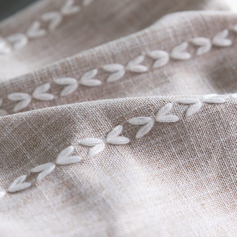 Deeprove Boho Curtains 96 Inches Long for Nursery Bedroom Christmas Decor  Vintage Bohemian Embroidery Weighted Cotton Linen French Country Window Treatments with Tassel Natural W52 x L96  1 Panel - Image 4