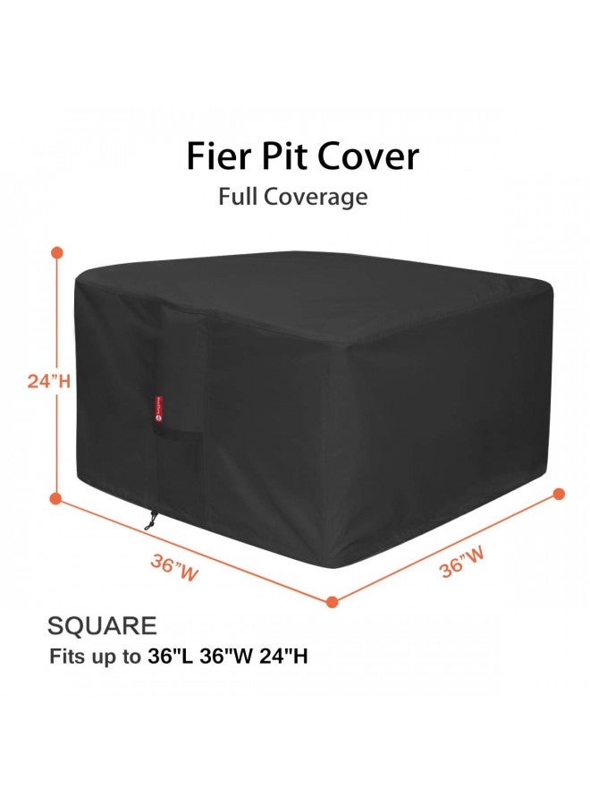 SheeChung SheeChung Gas Fire Pit Cover Square - Premium Patio Outdoor Cover Heavy Duty Fabric with PVC Coating,100% Waterproof,Fits for 33 inch,34 inch,35 inch,36 inch Fire Pit Table Cover (36L x 36W x 24)  - Image 1