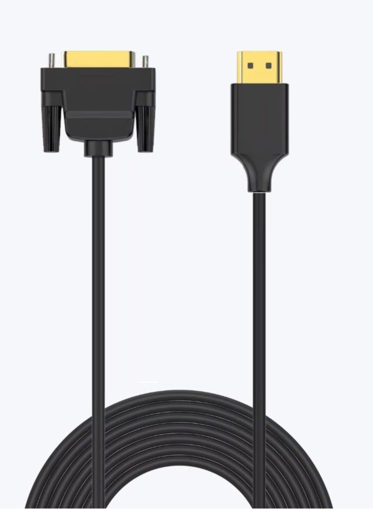 Bright HDMI to DVI Adapter Cable – Bi-Directional, 1080p Full HD, Gold Plated Connectors, Black, 1.5M, 1-PacK - Image 1