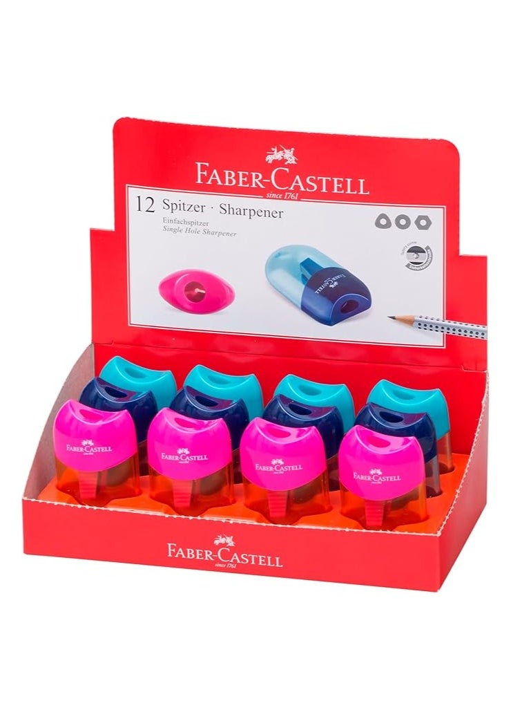 FABER-CASTELL Faber-Castell Apple Sharpener Classic 12pc Assorted Colours For all popular pencil and colour pencil shapes  - Image 1