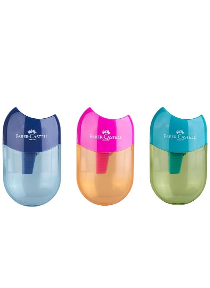 FABER-CASTELL Faber-Castell Apple Sharpener Classic 12pc Assorted Colours For all popular pencil and colour pencil shapes  - Image 2