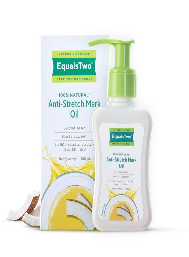 EQUALSTWO Anti Stretch Mark oil, 100ml, 100% Natural Stretch Marks Removal Oil for Pregnancy, Enriched with Flex Seeds & Oat Oil to Lighten Scars, Dermatologically Tested, No Paraben No Sulphate - Image 1