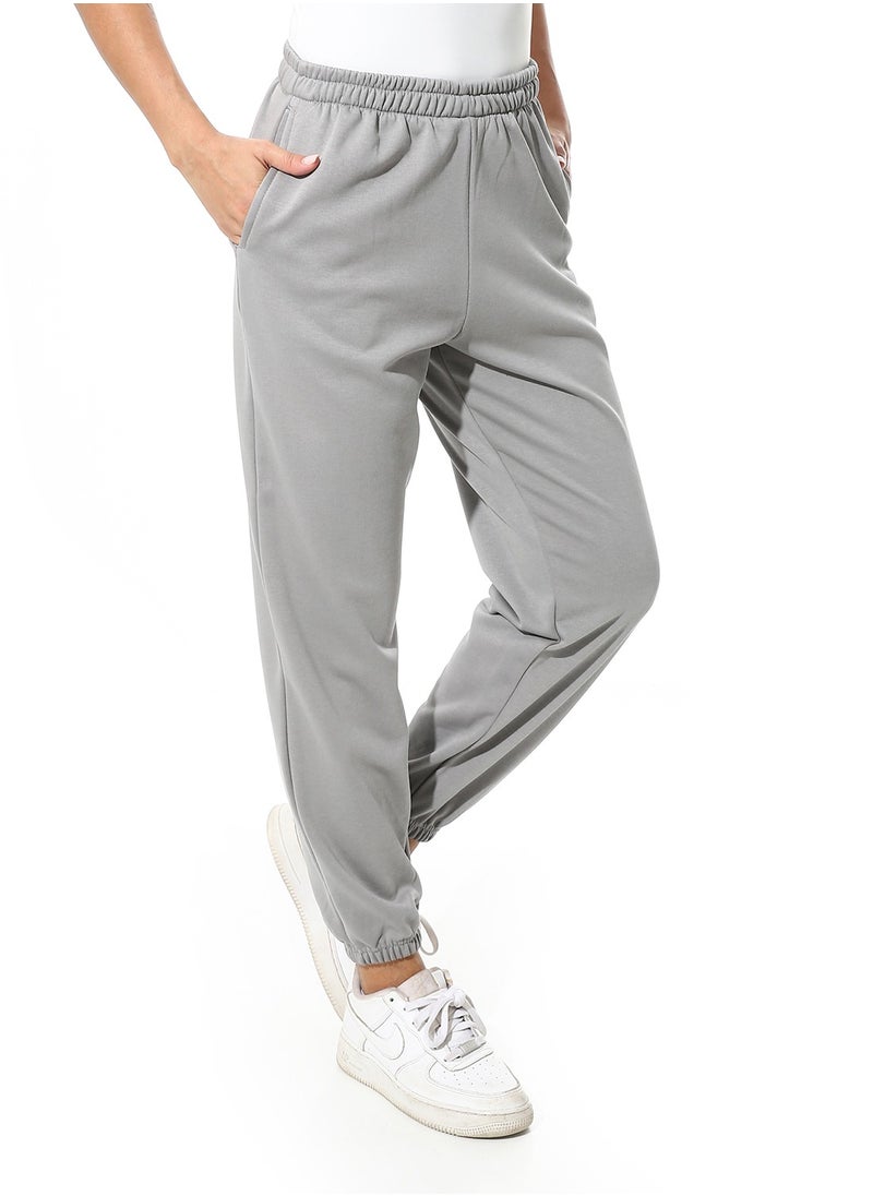 Andora - Elastic Waist Plain Pants _ Ash Grey - Image 1