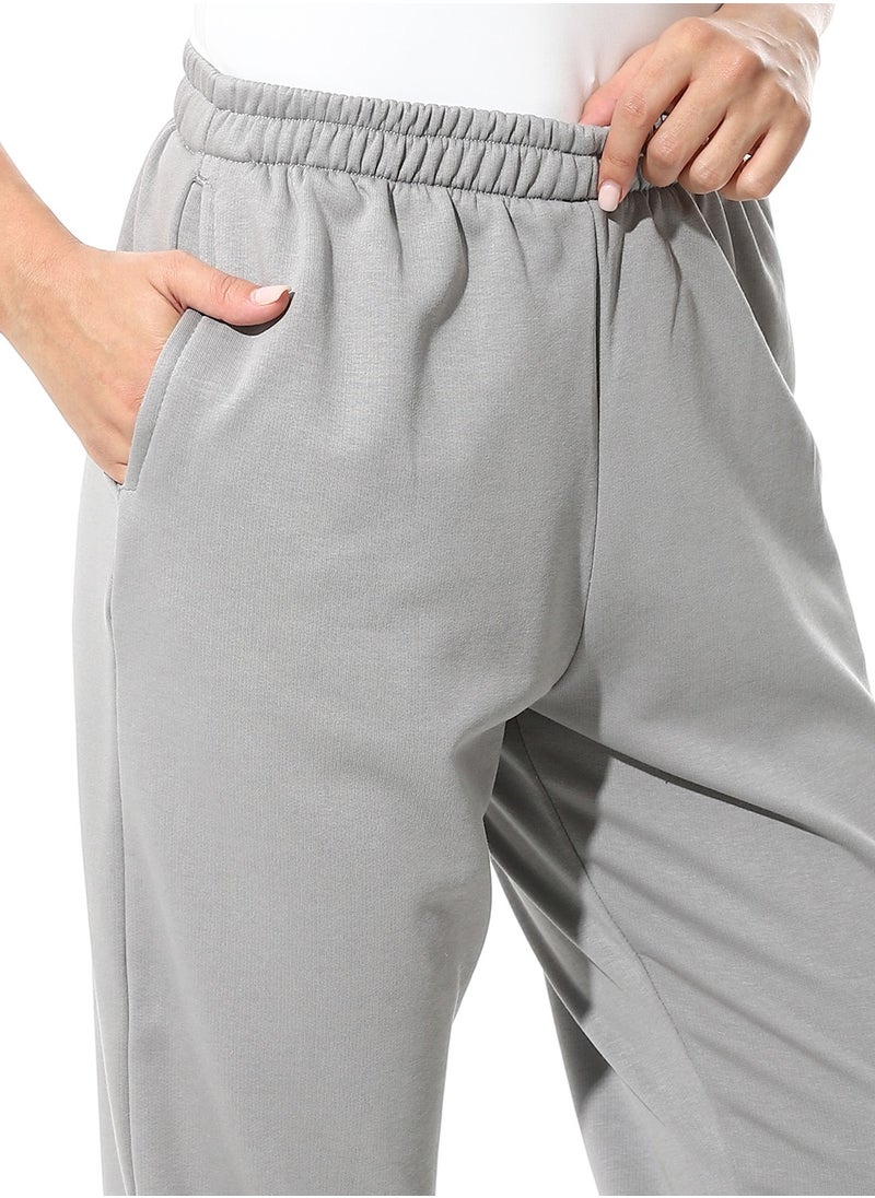 Andora - Elastic Waist Plain Pants _ Ash Grey - Image 1