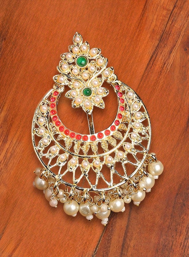 Fabula Jewellery Gold Tone Ethnic Hair Bun Pin - Juda Pin - Jadau Floral Design for Women & Girls Stylish Latest (HST25_Z)- For Women & Girls Stylish Latest - Image 3