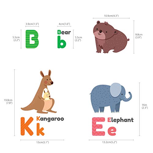 DECOWALL DS8-1614 Colourful Animal Alphabet ABC Kids Wall Stickers Wall Decals Peel and Stick Removable Wall Stickers for Kids Nursery Bedroom Living Room décor - Image 5