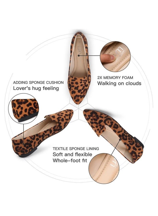 MUSSHOE Flat Shoes Women Comfortable Slip on Women's Flats, New Leopard, 10 - Image 4
