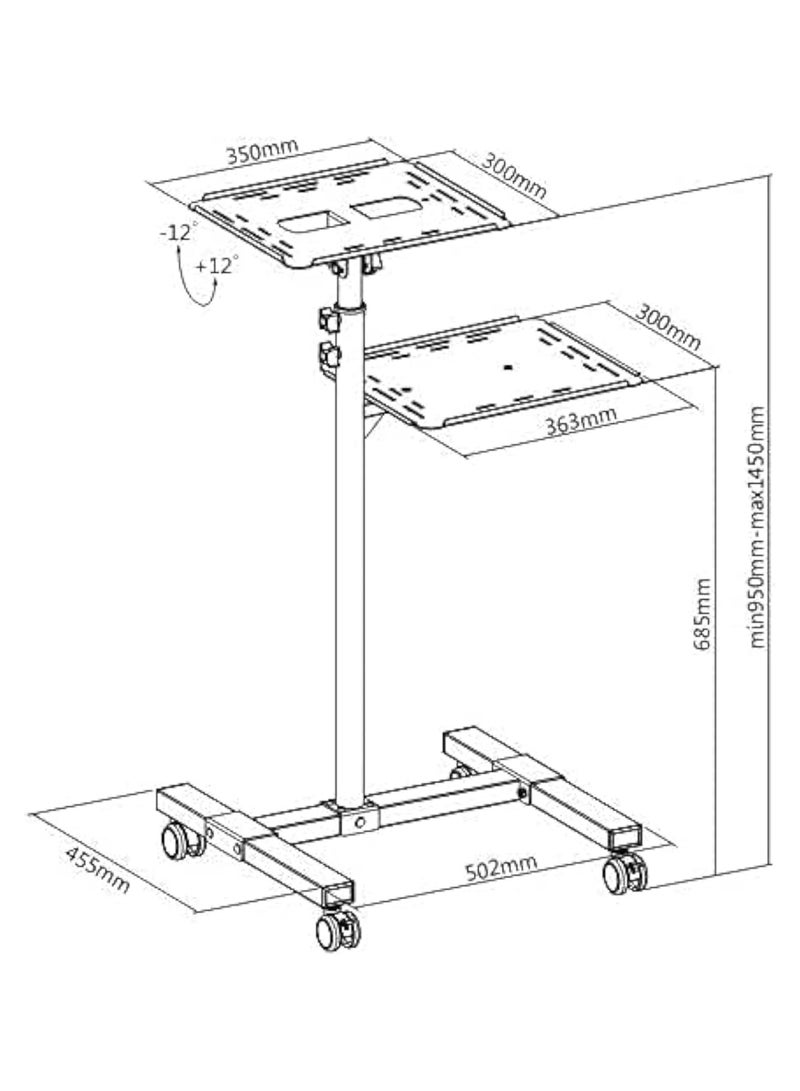 REBENUO Adjustable Projector and Laptop Floor Stand Trolley - Image 2