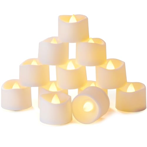 Homemory Timer Tea Lights Candles Battery Operated, 6H Timer Built-in, Auto On Daily, Flameless LED Tealight Votives for Table Centerpieces, Lantern, Holiday Decor, Warm Lamp, No Remote, 12-Pack - Image 1