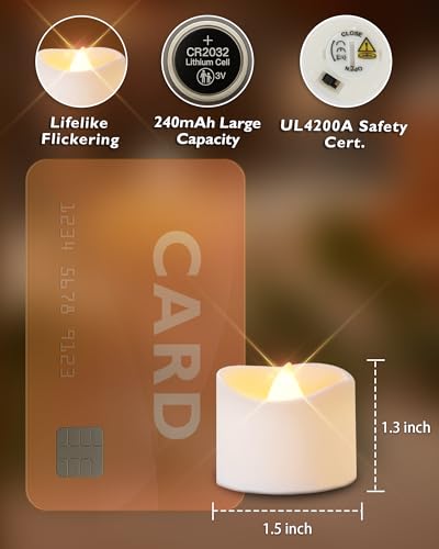 Homemory Timer Tea Lights Candles Battery Operated, 6H Timer Built-in, Auto On Daily, Flameless LED Tealight Votives for Table Centerpieces, Lantern, Holiday Decor, Warm Lamp, No Remote, 12-Pack - Image 5