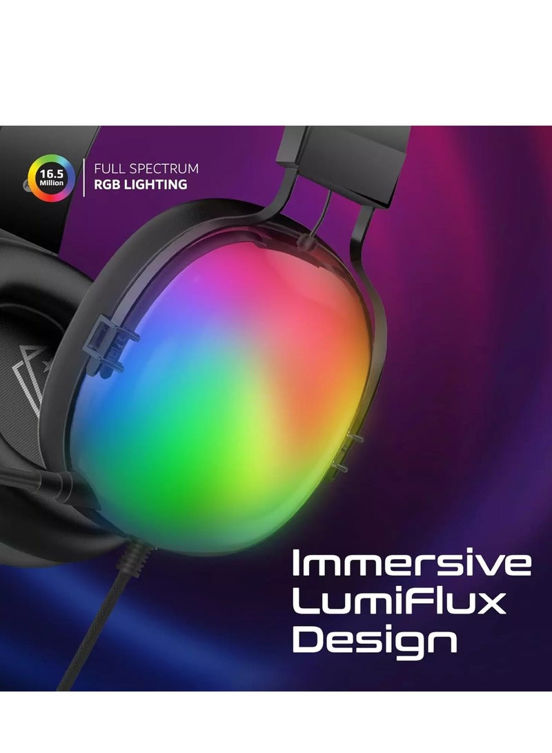HP DHE-8005T RGB USB Gaming Headset - 7.1 Surround Sound - 40MM Drivers - RGB Backlit Housing - Hi-Res Mic - Image 2