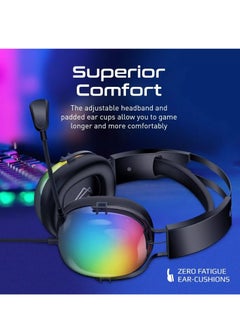 HP DHE-8005T RGB USB Gaming Headset - 7.1 Surround Sound - 40MM Drivers - RGB Backlit Housing - Hi-Res Mic  - Image 4