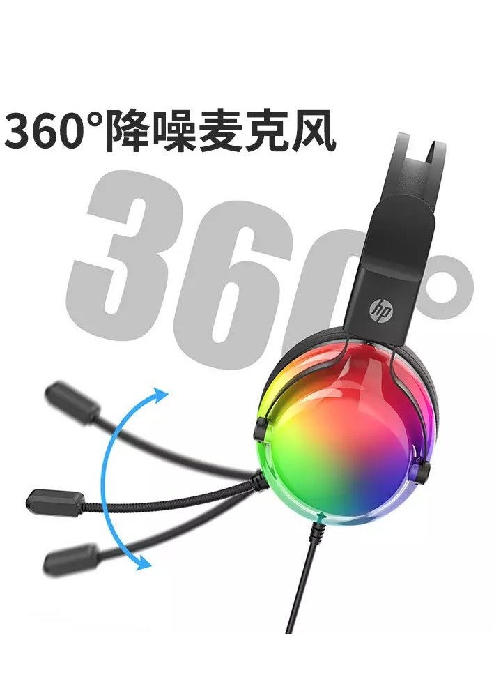 سماعة الألعاب DHE-8005T RGB USB - صوت محيطي 7.1 - محركات مقاس 40 مم - غطاء بإضاءة خلفية RGB - ميكروفون عالي الدقة
