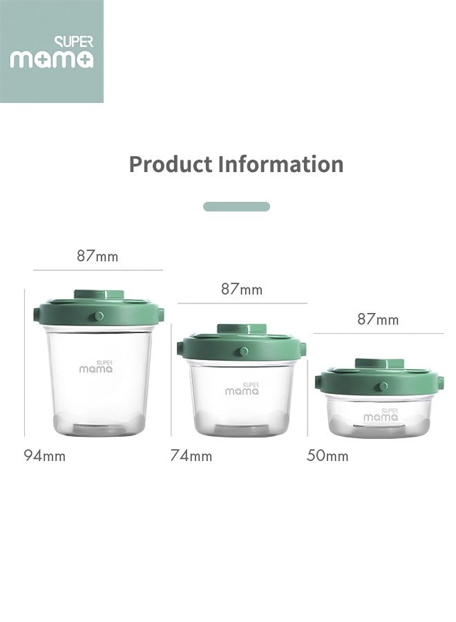 SUPERMAMA Baby Food Starter Set 3 Pack Reusable Airtight Containers 60ml 120ml 200ml Small Trial Size for Homemade Puree Pink Ideal for Daily Use and Travel - Image 2