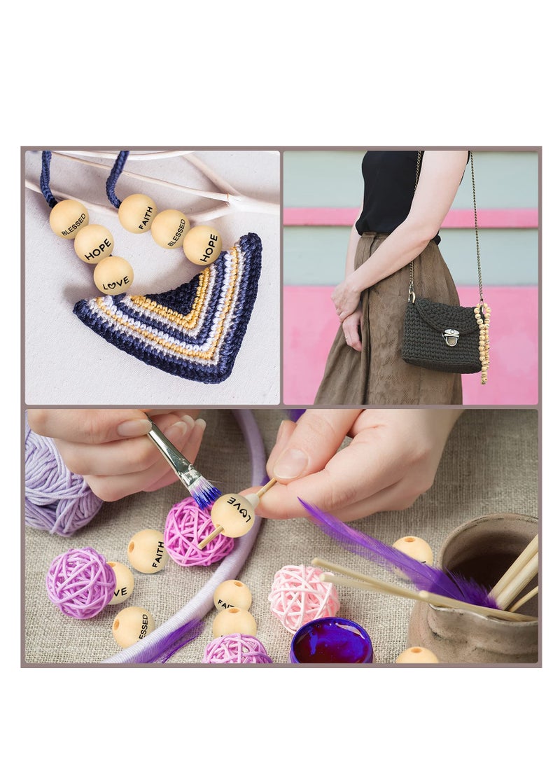 SOLARAE 100 قطعة من حبات الكلمات، حبات خشبية ملهمة، حبات كلمات تحية، حبات رسالة الأمل والإيمان والمحبة والبركة، مزينة للمنزل لحرف الزينة في الحفلات، - Image 5