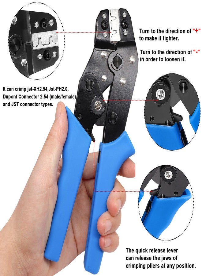 Taiss JST Crimping Tool,Dupont Crimping Tool,JST Crimper,Dupont Crimper,Ratcheting Wire Crimper for JST Connector XH 2.54mm,PH2.0,D-sub Terminals,(0.08-0.5mm² 28-20AWG) - Image 2