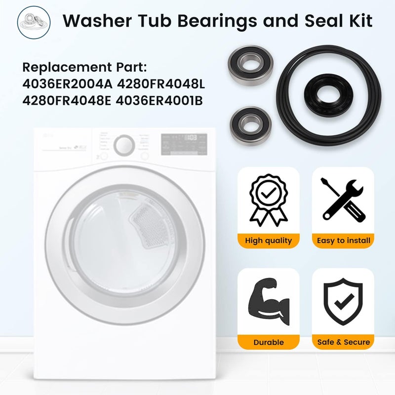 Sunluway Front Load Washer Tub Bearings and Seal Kit Fit for LG & Kenmore Etc Replacement Part 4036ER2004A 4280FR4048L 4280FR4048E 4036ER4001B - Image 2