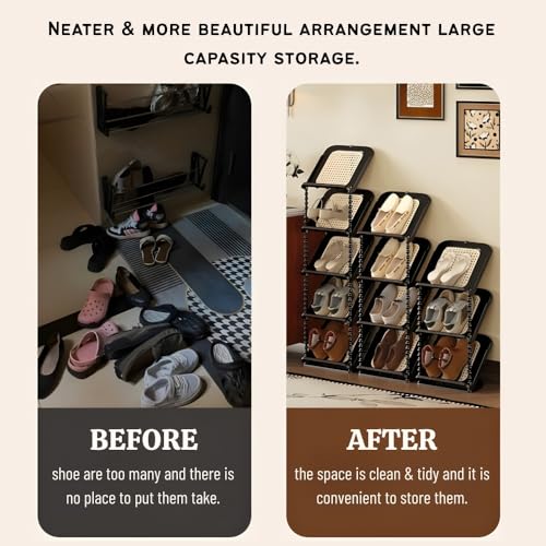 Ash  Roh Ash & Roh Shoe Rack with Shelf, Folding Shoe Rack for Bedroom, Living Room,Entryway,Footwear Stand for Home, ShoeRack Plastic Home Furniture ~ Cabinet Shelves (Black, 5-Layer) - Image 3