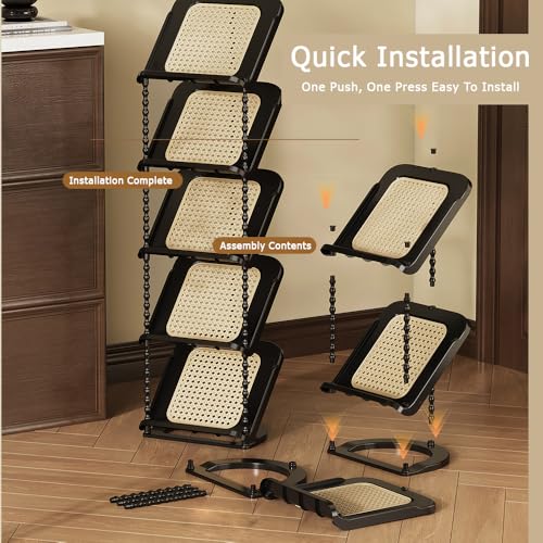 Ash  Roh Ash & Roh Shoe Rack with Shelf, Folding Shoe Rack for Bedroom, Living Room,Entryway,Footwear Stand for Home, ShoeRack Plastic Home Furniture ~ Cabinet Shelves (Black, 5-Layer) - Image 5