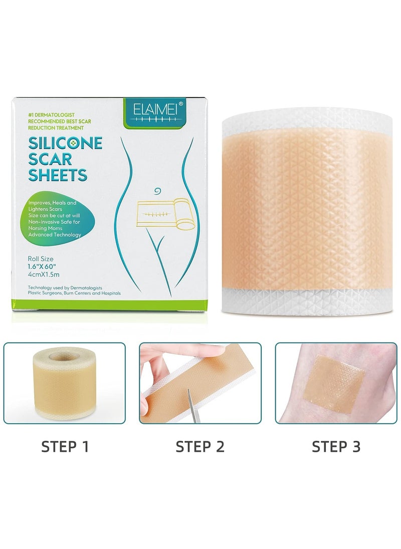 Elaimei 4cm*1.5m Fade Scar Sticker Efficient Beauty Scars Removal Silicone Gel Skin Tone Self-adhesive Acne Burn Repair Patch  - Image 1