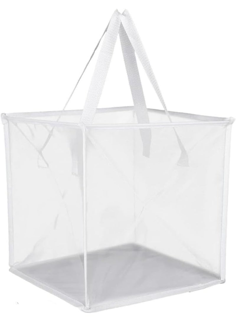 TYCOM Popup Laundry bags Hamper with Handles, Portable Durable Collapsible Storage Easy Folding Pop-Up Clothes Hampers Basket Foldable for Kids Room College Dorm or Travel - Single White - Image 1