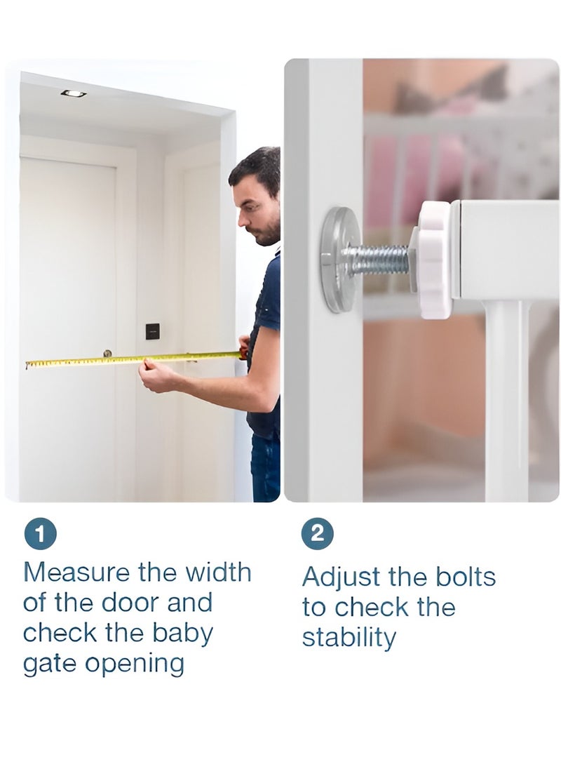 ESSENTIALS 360 Auto Close Safety Baby Gate, Extra Wide Child Gate 75-84cm + 10/20/30cm Extension Kit Maximum Suitable For 144cm, Baby Gates for Stairs & Doorways, Easy Install (75-144cm wide)  - Image 4