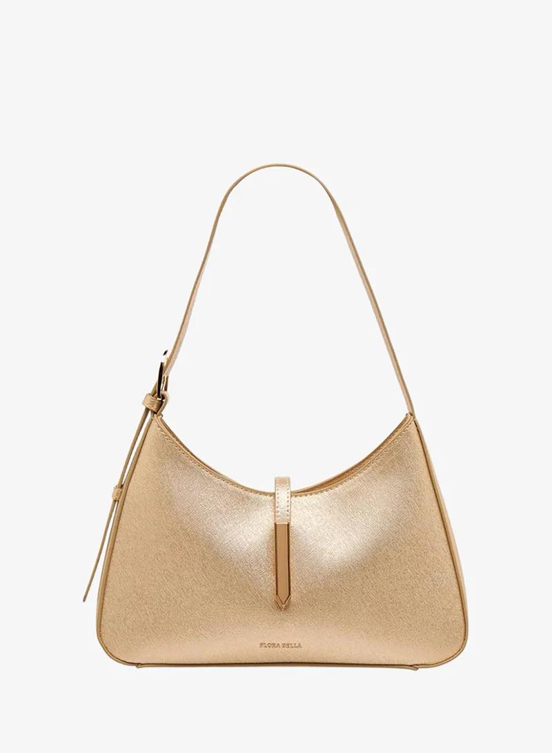 Flora Bella Metallic Trim Shoulder Bag With Zip Closure