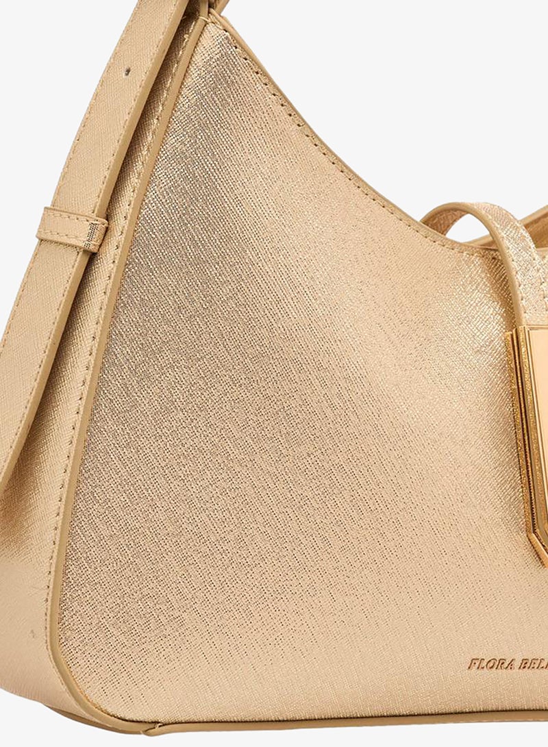 Flora Bella By Shoexpress Flora Bella Metallic Trim Shoulder Bag With Zip Closure - Image 4