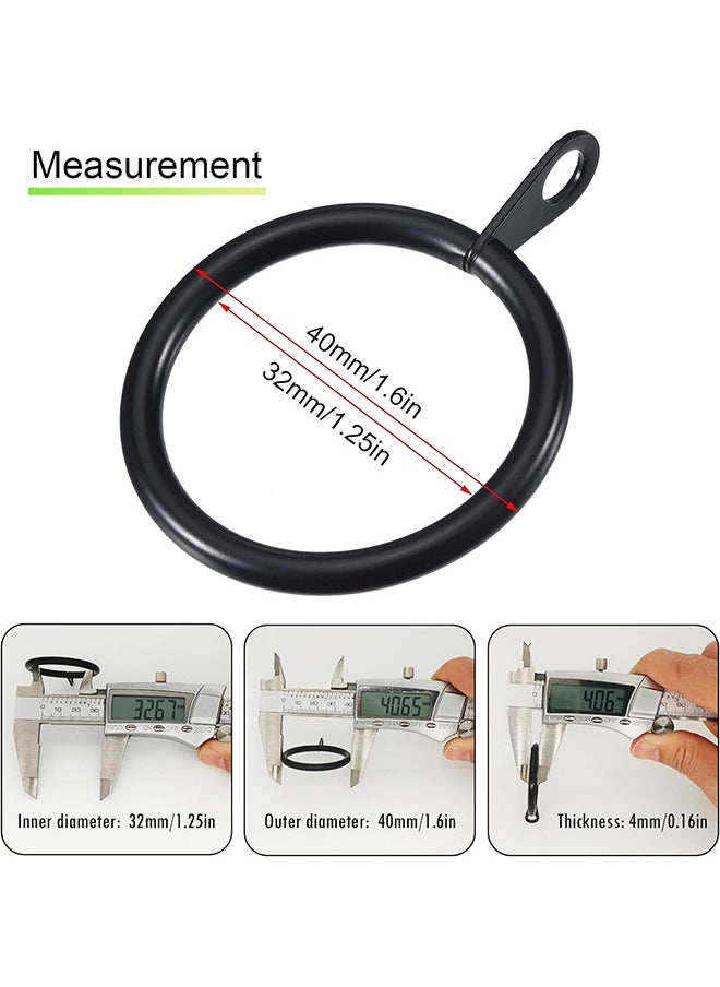Depend Metal Drapery Curtain Rings Hanging Rings For Curtains And Rods, Drape Sliding Eyelet Rings 32 MM Internal Diameter For Most Curtains, Shower Curtains Easy To Install (Black, 20 Pack)  - Image 3