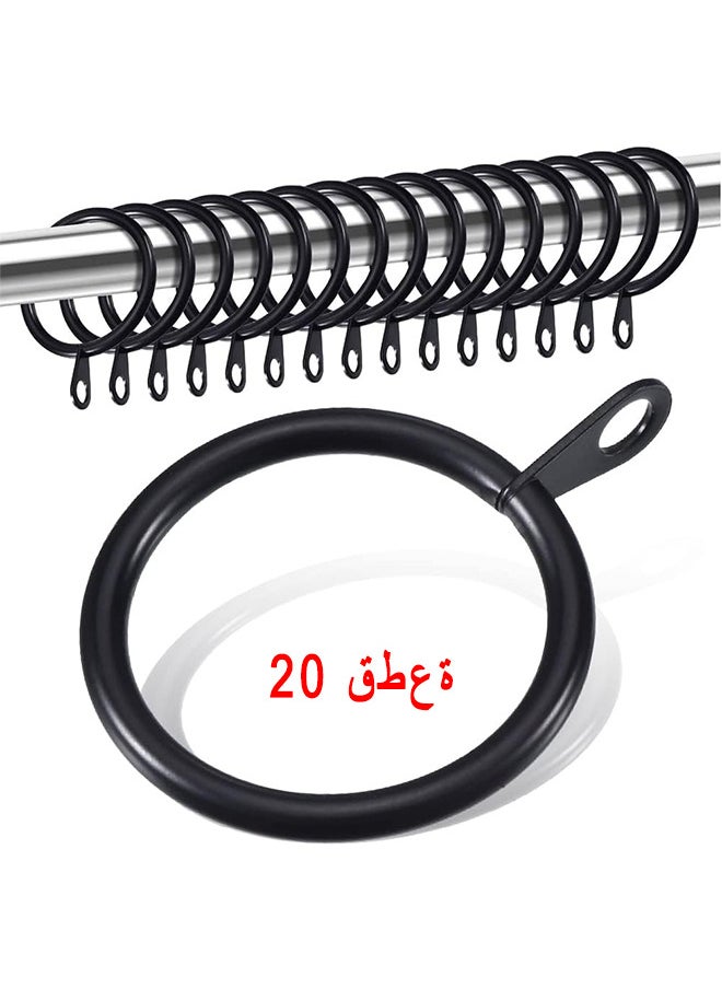 Depend Metal Drapery Curtain Rings Hanging Rings For Curtains And Rods, Drape Sliding Eyelet Rings 32 MM Internal Diameter For Most Curtains, Shower Curtains Easy To Install (Black, 20 Pack)  - Image 1
