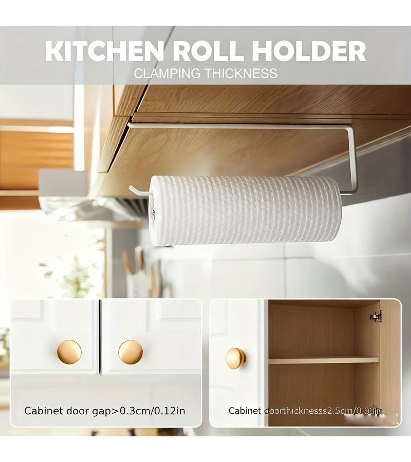 Black Wall Mount Kitchen Paper Towel Holder 2 Pcs No Drill - Image 5