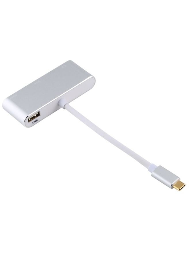 USB 2.0 + Audio Port + VGA + HDMI to USB-C / Type-C HUB Adapter (Silver) - Image 2