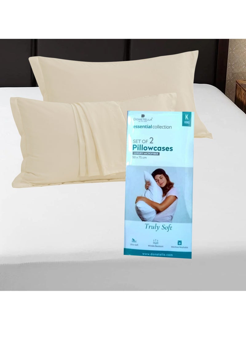 Donetella - Microfiber Pillowcases 2-Pcs Soft Pillow Cover With Envelope Closure (Without Pillow Insert), Pastel Grey - Image 1