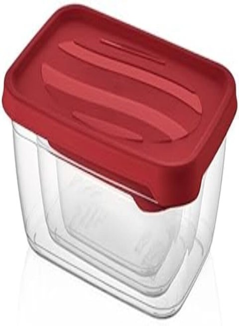 Qlux Rectangular Refrigerator Saver Box Set 3-Pieces, Red/Clear