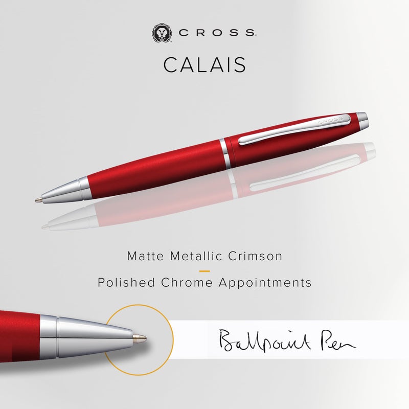 Cross Calais Refillable Ballpoint Pen Presented in a Luxury Gift Box - Medium Point, Black Ink, Matte Metallic Crimson - Image 2