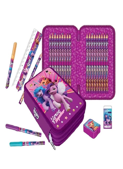 My Little Pony 3 Zippers Pencil Case (Filled) - FK-MLP-2201