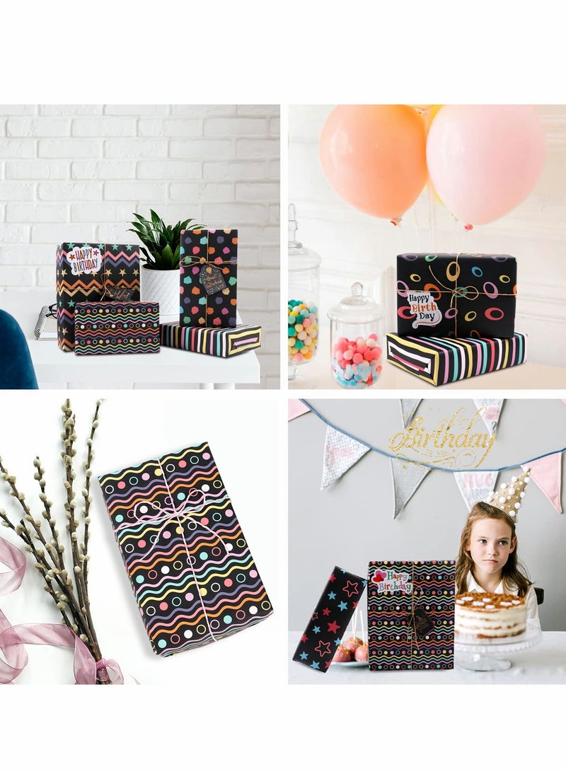 KASTWAVE Gift Wrap, Birthday Wrapping Paper, Recycled Gift Wrapping Paper, Gift Wrap Set for Birthday, Bridal Baby Shower, Weddings, Graduations, Women, Men, Boy, Girl, All Occasion - Image 5