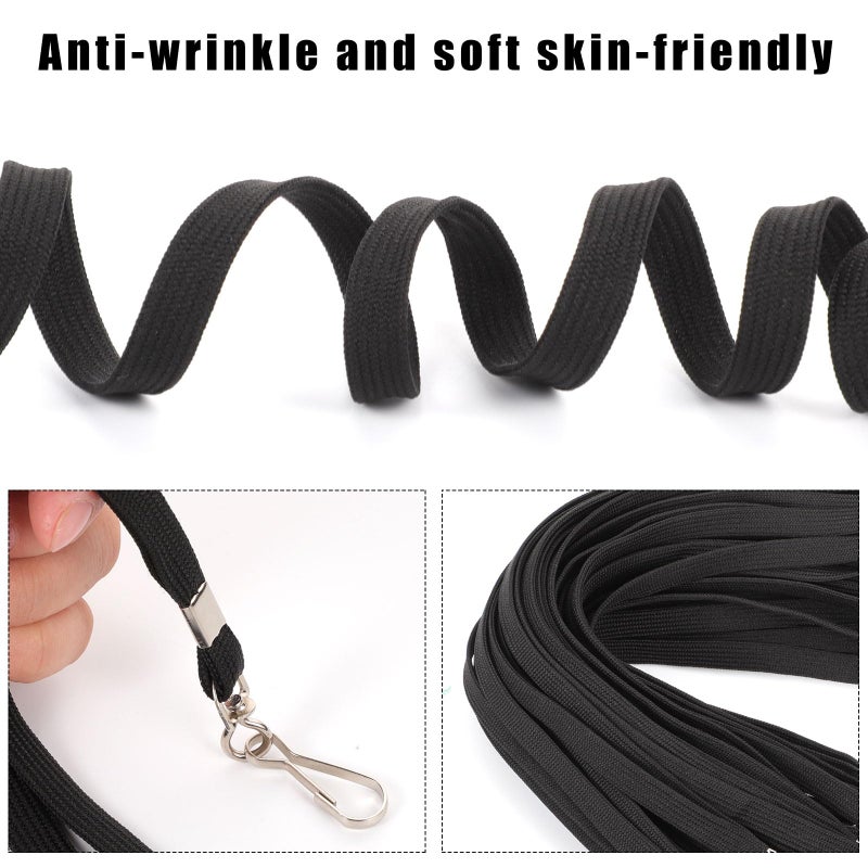 Prudiut 25 Pack Black Lanyard Bulk Lanyards for Id Badges Flat Lanyard with Badge Clip Swivel Hook - Image 3