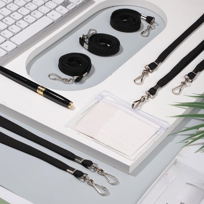 Prudiut 25 Pack Black Lanyard Bulk Lanyards for Id Badges Flat Lanyard with Badge Clip Swivel Hook - Image 5