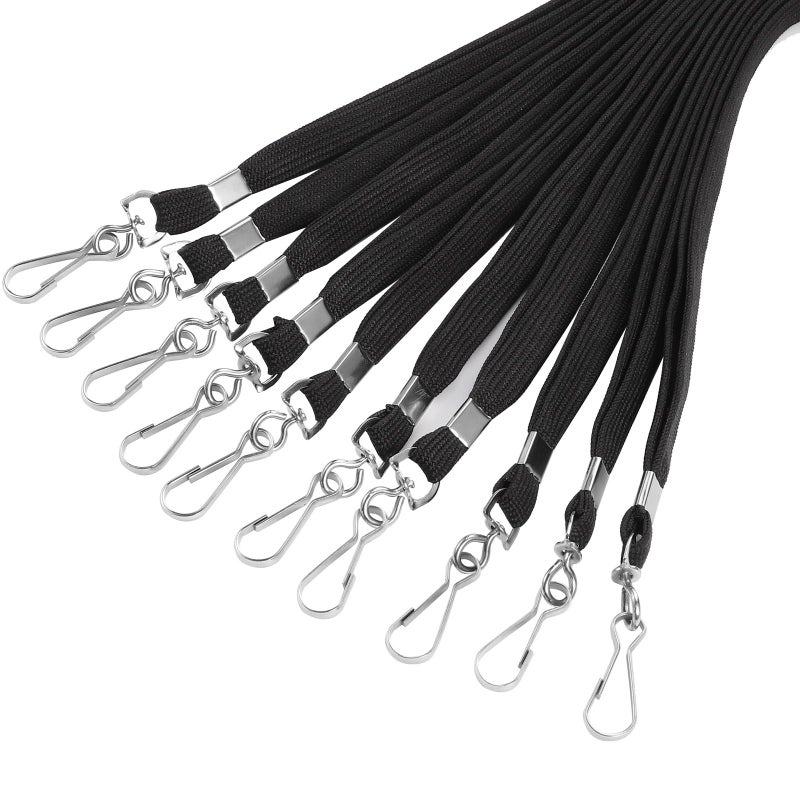 Prudiut 25 Pack Black Lanyard Bulk Lanyards for Id Badges Flat Lanyard with Badge Clip Swivel Hook - Image 1