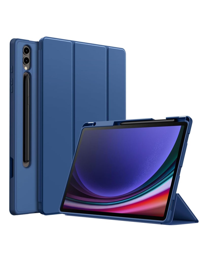 ELTRAZONE Case for Samsung Galaxy Tab S10 Plus / S9 Plus 12.4-Inch – Soft TPU Tri-Fold Stand with S Pen Holder, Charging Support, Auto Wake/Sleep (Navy) - Image 1